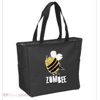 Funny Zombee Bee Zombie Halloween Bumblebee Brain Spooky Pun Tote Bag thumb 2