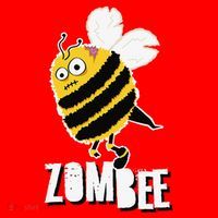 Funny Zombee Bee Zombie Halloween Bumblebee Brain Spooky Pun Santa Hat thumb 1