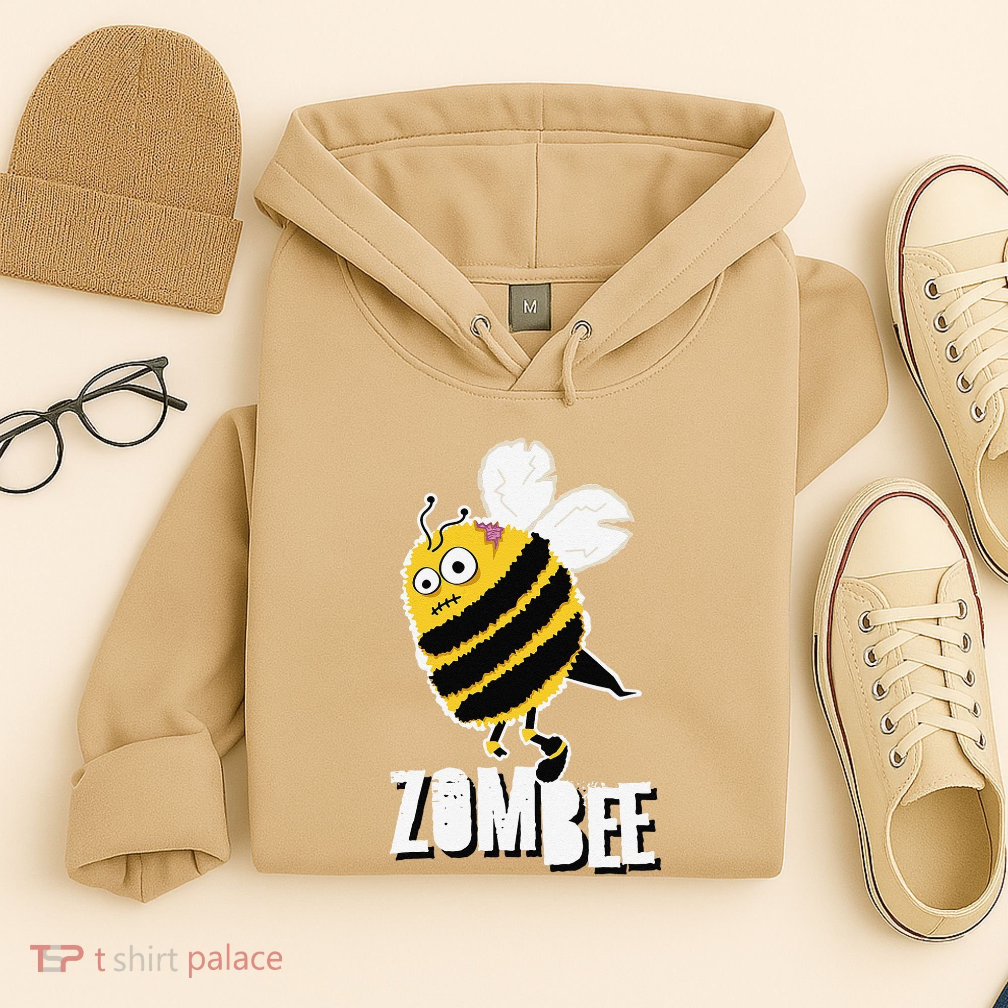 Funny Zombee Bee Zombie Halloween Bumblebee Brain Spooky Pun Hoodie