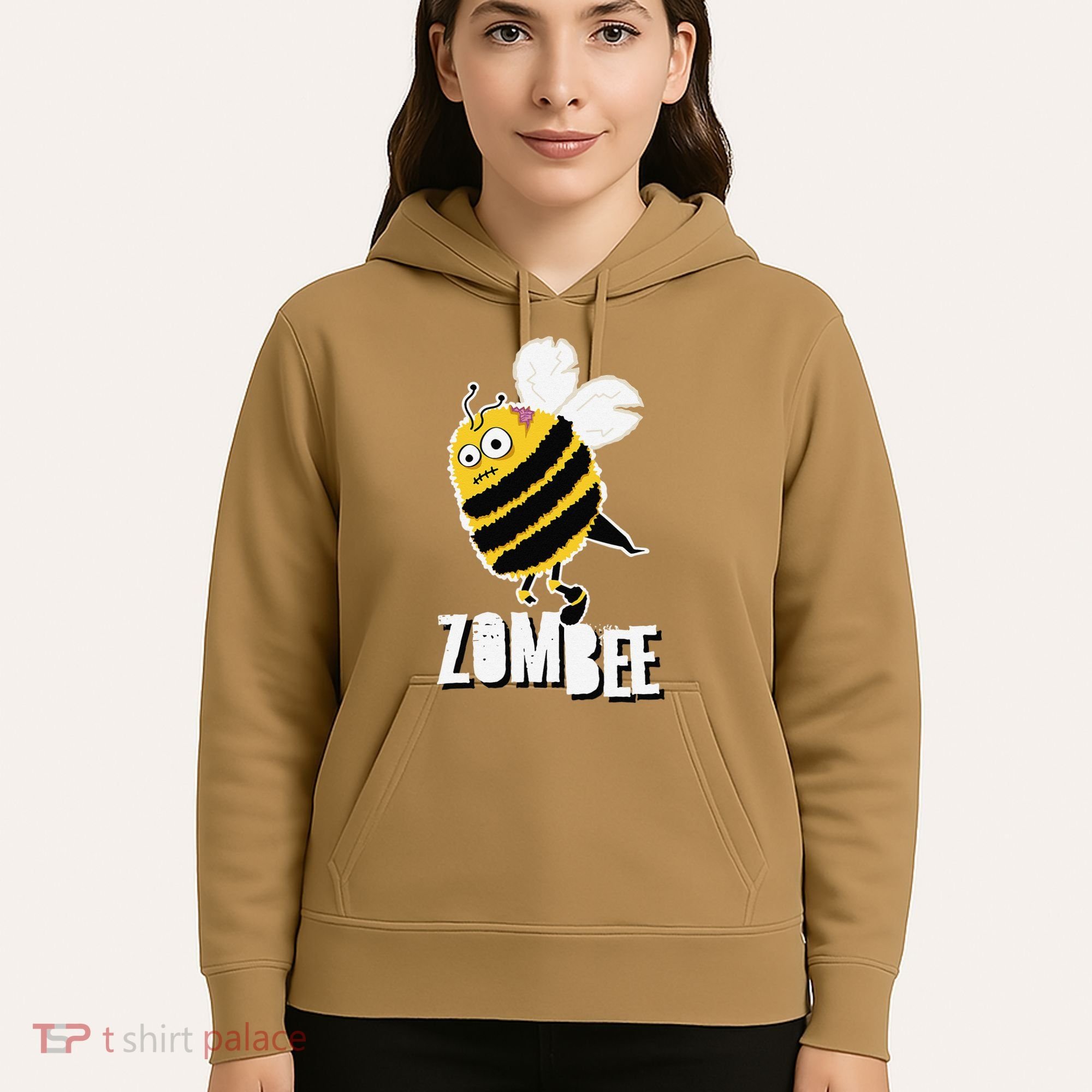 Funny Zombee Bee Zombie Halloween Bumblebee Brain Spooky Pun Hoodie