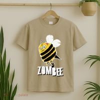 Funny Zombee Bee Zombie Halloween Bumblebee Brain Spooky Pun T-Shirt thumb 2