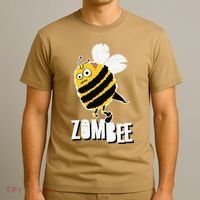 Funny Zombee Bee Zombie Halloween Bumblebee Brain Spooky Pun T-Shirt thumb 3