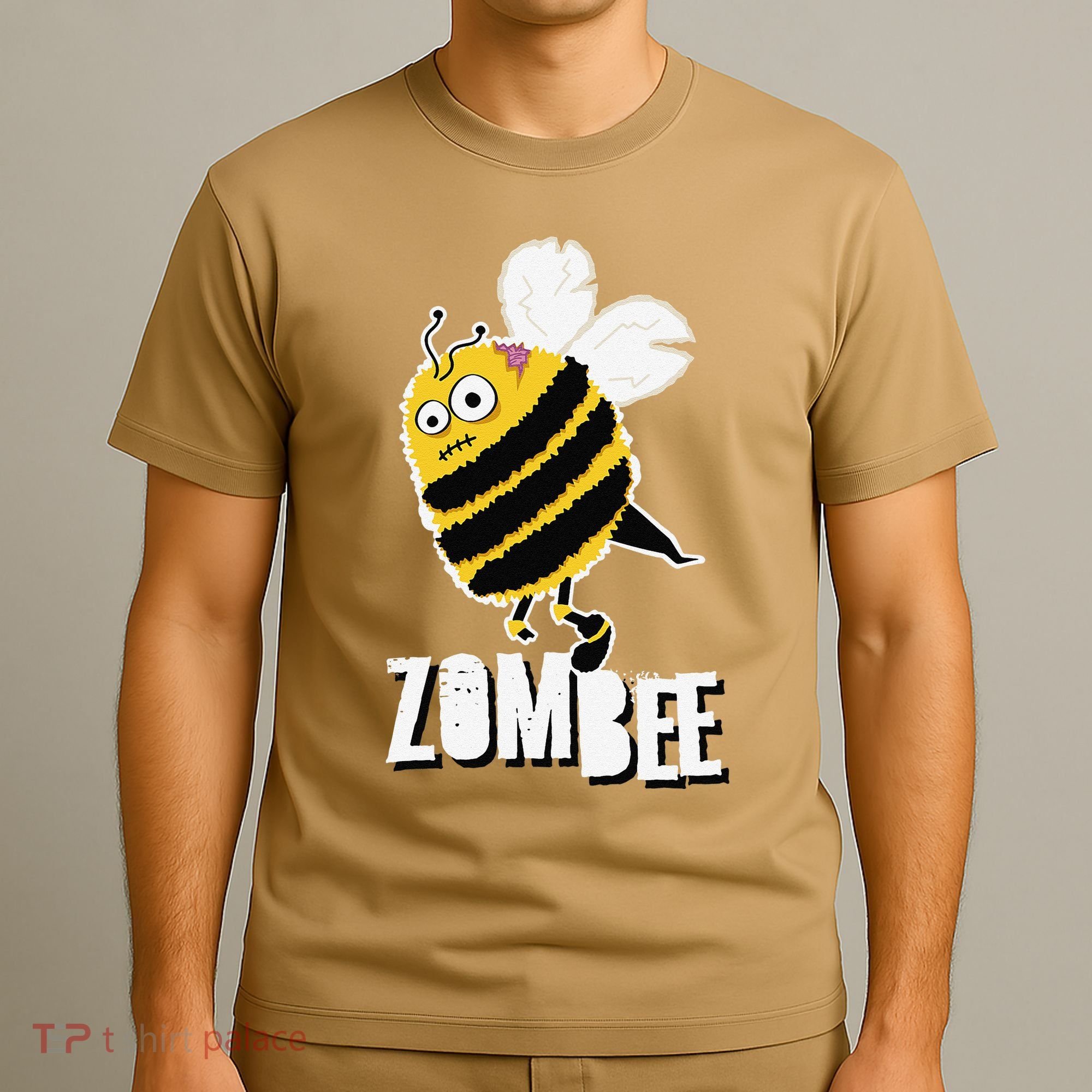 Funny Zombee Bee Zombie Halloween Bumblebee Brain Spooky Pun T-Shirt