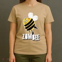 Funny Zombee Bee Zombie Halloween Bumblebee Brain Spooky Pun T-Shirt thumb 4