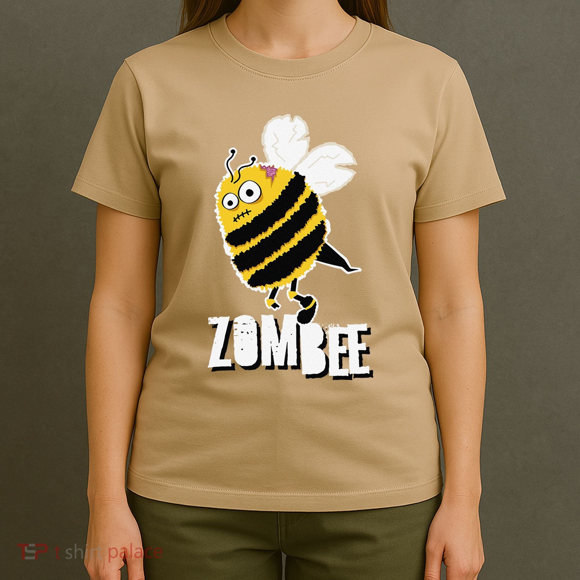 Funny Zombee Bee Zombie Halloween Bumblebee Brain Spooky Pun T-Shirt