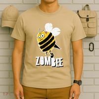 Funny Zombee Bee Zombie Halloween Bumblebee Brain Spooky Pun T-Shirt thumb 6