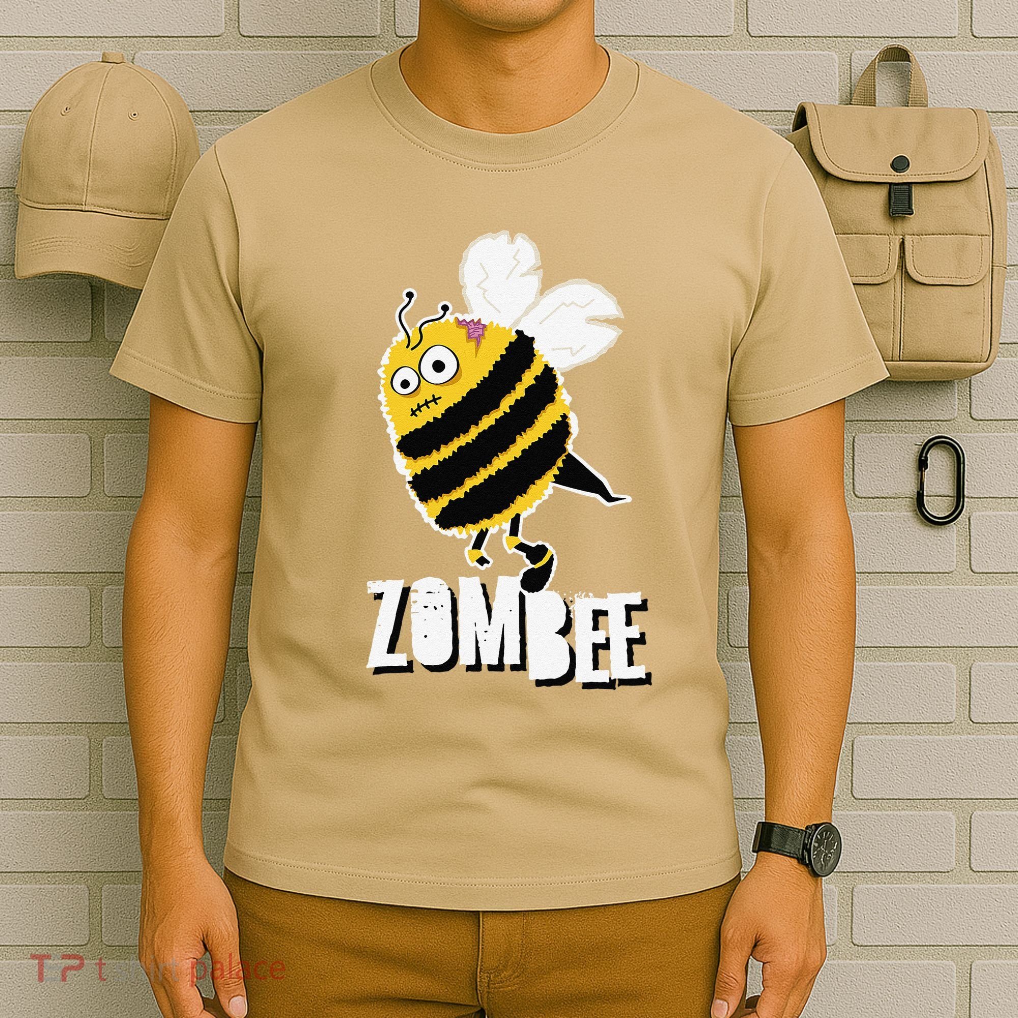 Funny Zombee Bee Zombie Halloween Bumblebee Brain Spooky Pun T-Shirt