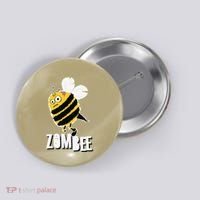 Funny Zombee Bee Zombie Halloween Bumblebee Brain Spooky Pun Button thumb 0