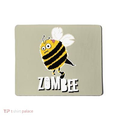 Funny Zombee Bee Zombie Halloween Bumblebee Brain Spooky Pun Mousepad