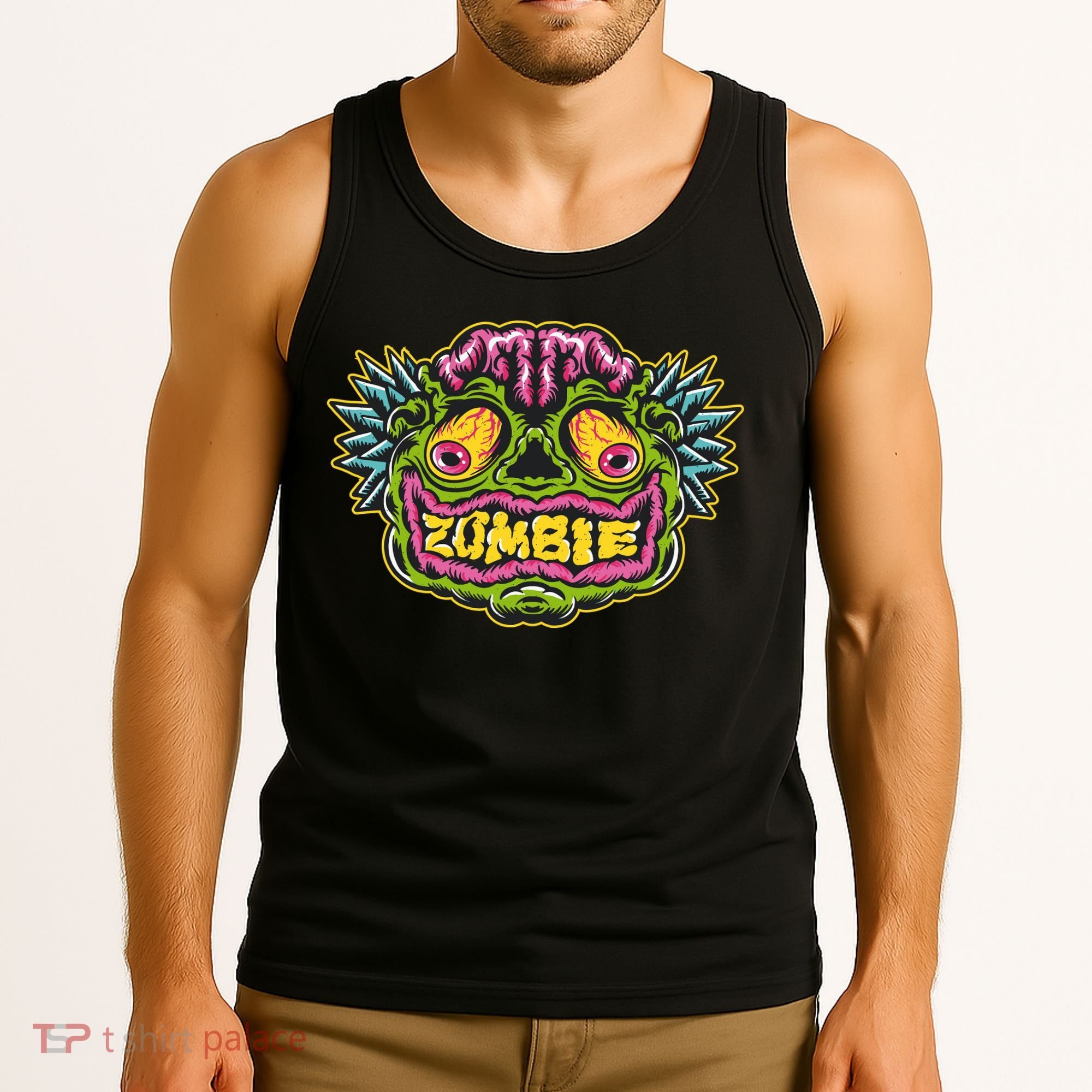 Funny Zombie Face Halloween Tank Top