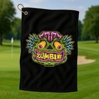 Funny Zombie Face Halloween Golf Towel thumb 1