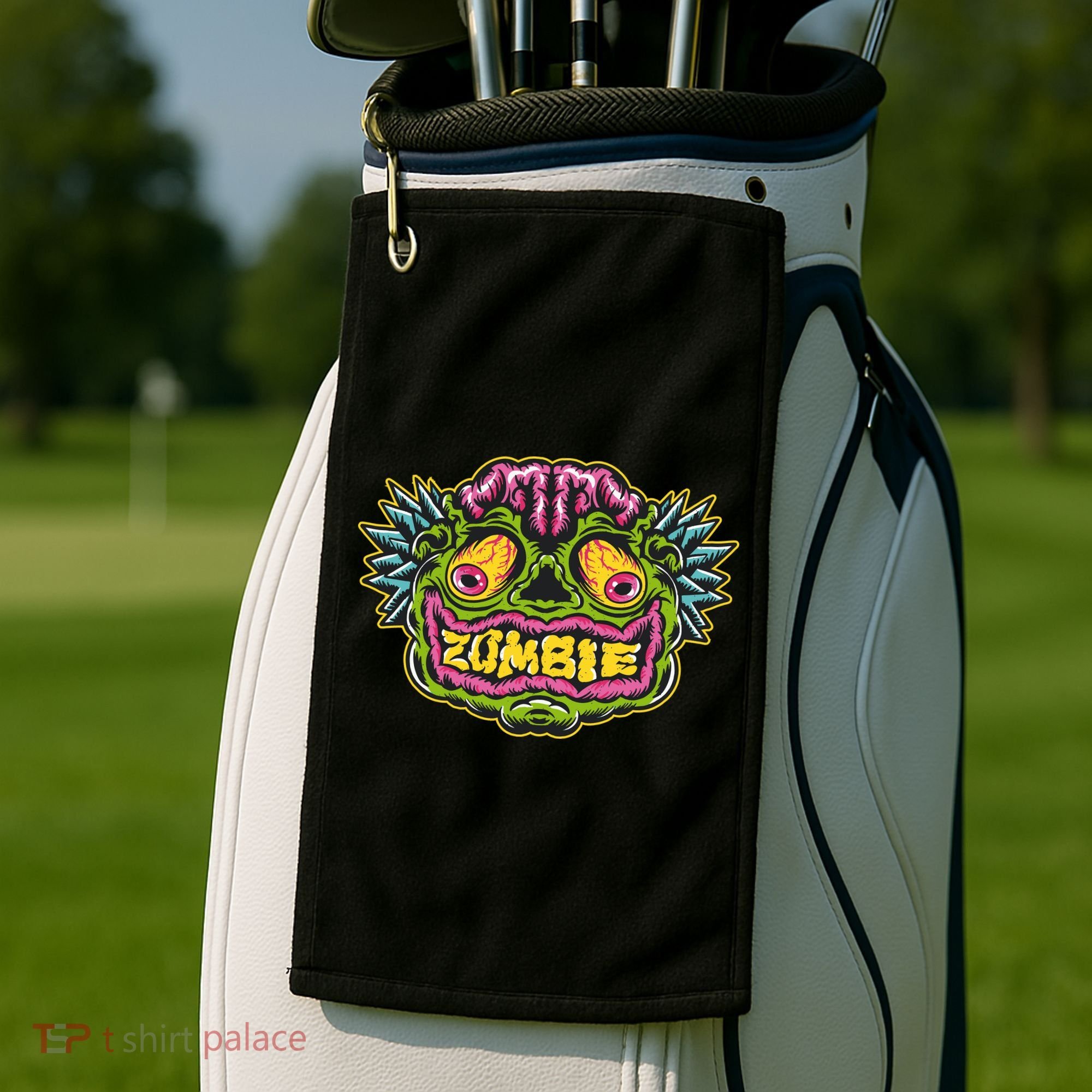 Funny Zombie Face Halloween Golf Towel
