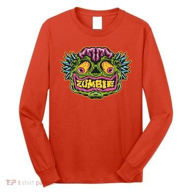 Funny Zombie Face Halloween Long Sleeve Shirt