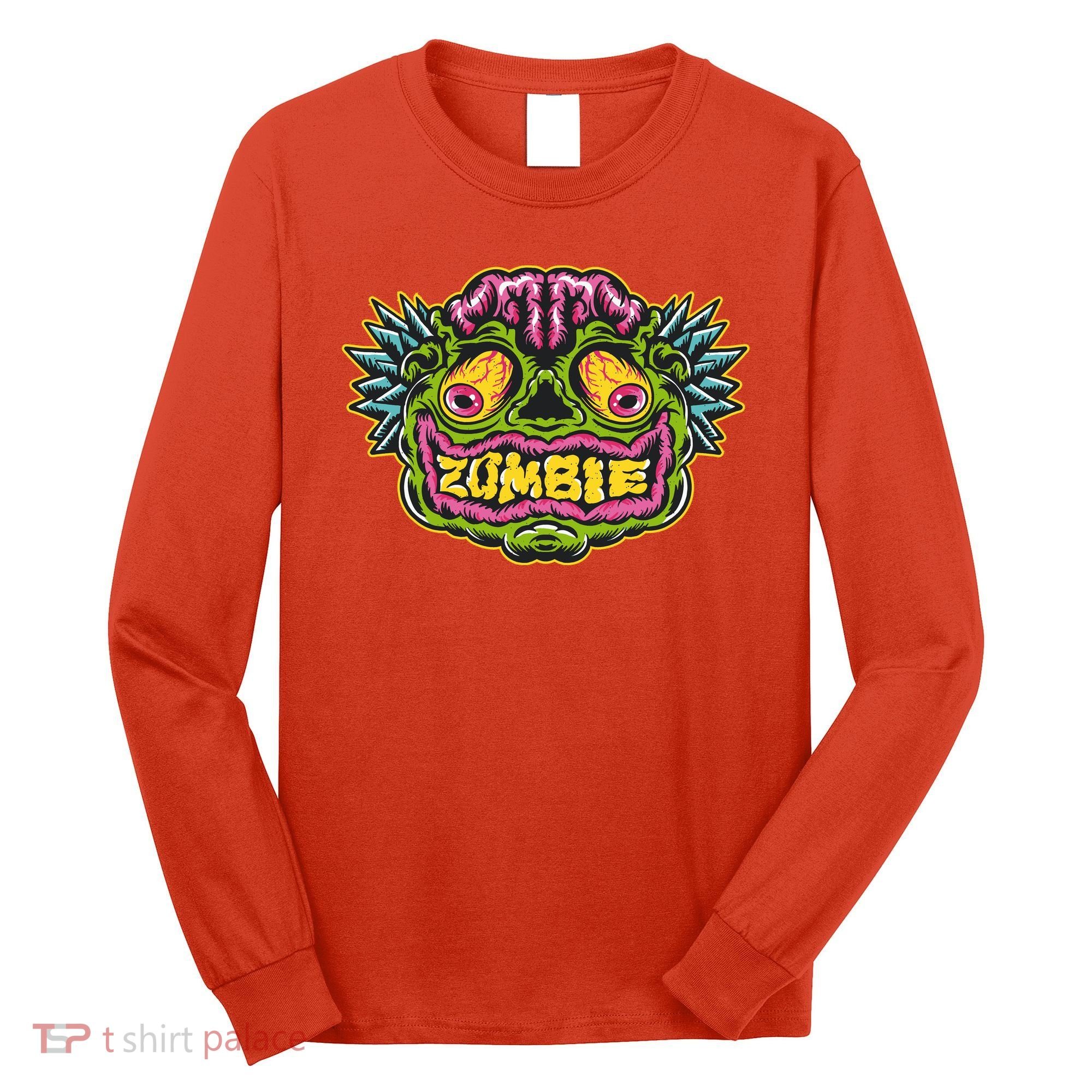 Funny Zombie Face Halloween Long Sleeve Shirt