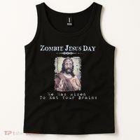 Funny Zombie Jesus Day He Has Risen Sarcastic Easter Tank Top thumb 2