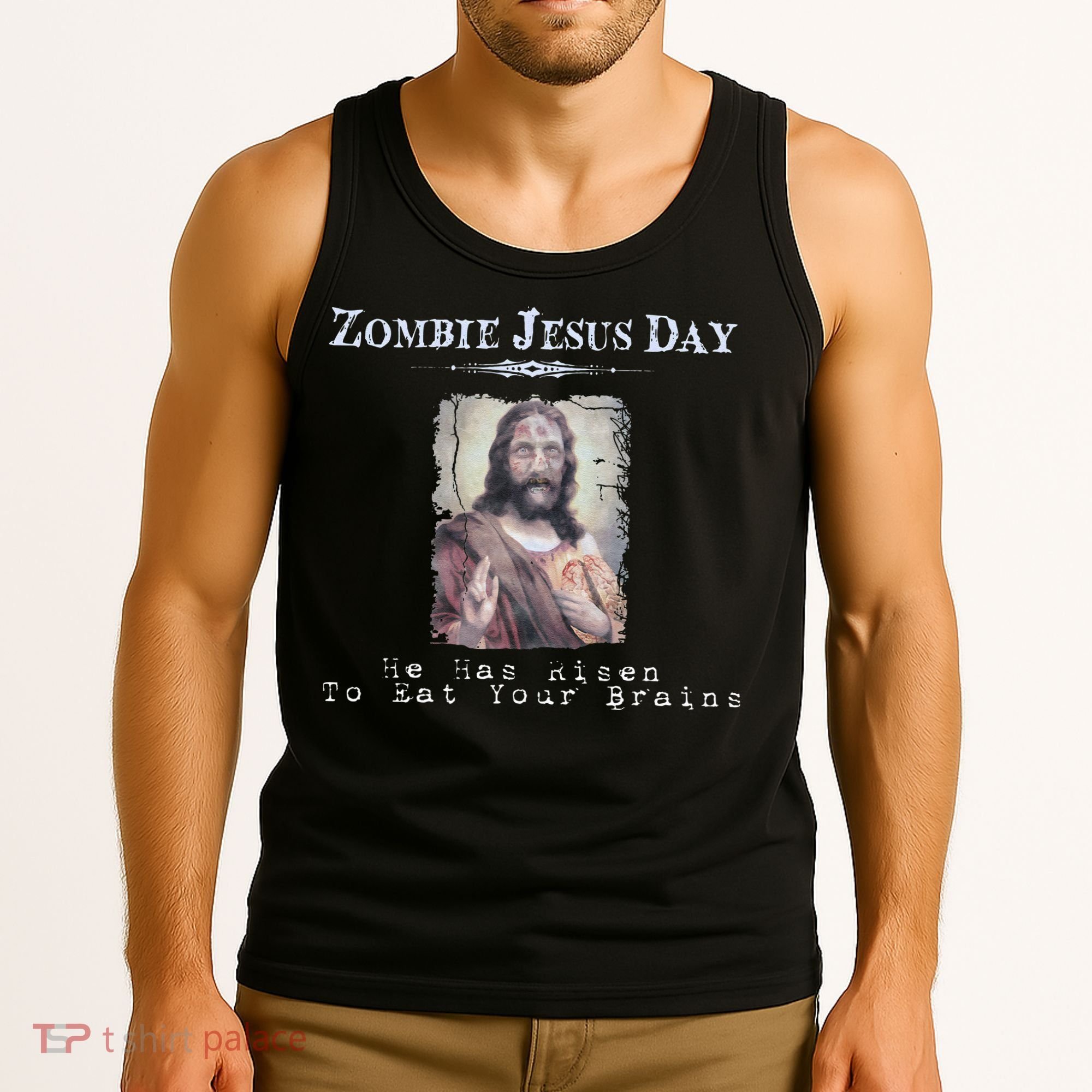 Funny Zombie Jesus Day He Has Risen Sarcastic Easter Tank Top