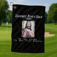Funny Zombie Jesus Day He Has Risen Sarcastic Easter Golf Towel thumb 1