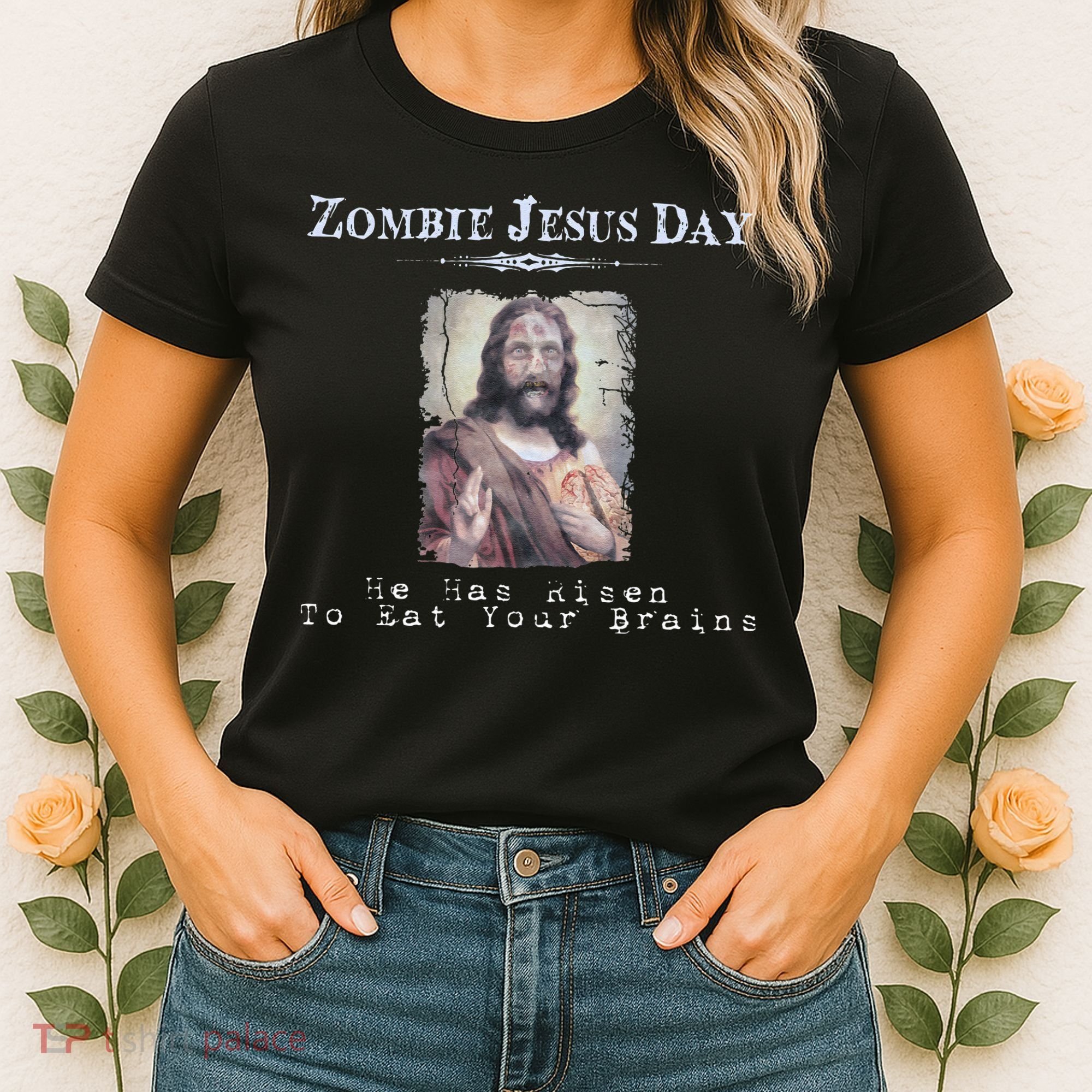 Funny Zombie Jesus Day He Has Risen Sarcastic Easter Women's T-Shirt