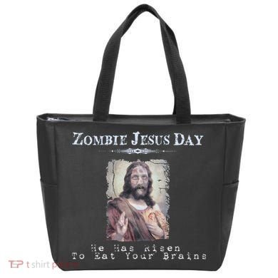 Funny Zombie Jesus Day He Has Risen Sarcastic Easter Tote Bag