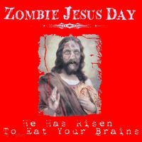 Funny Zombie Jesus Day He Has Risen Sarcastic Easter Santa Hat thumb 1