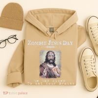 Funny Zombie Jesus Day He Has Risen Sarcastic Easter Hoodie thumb 4