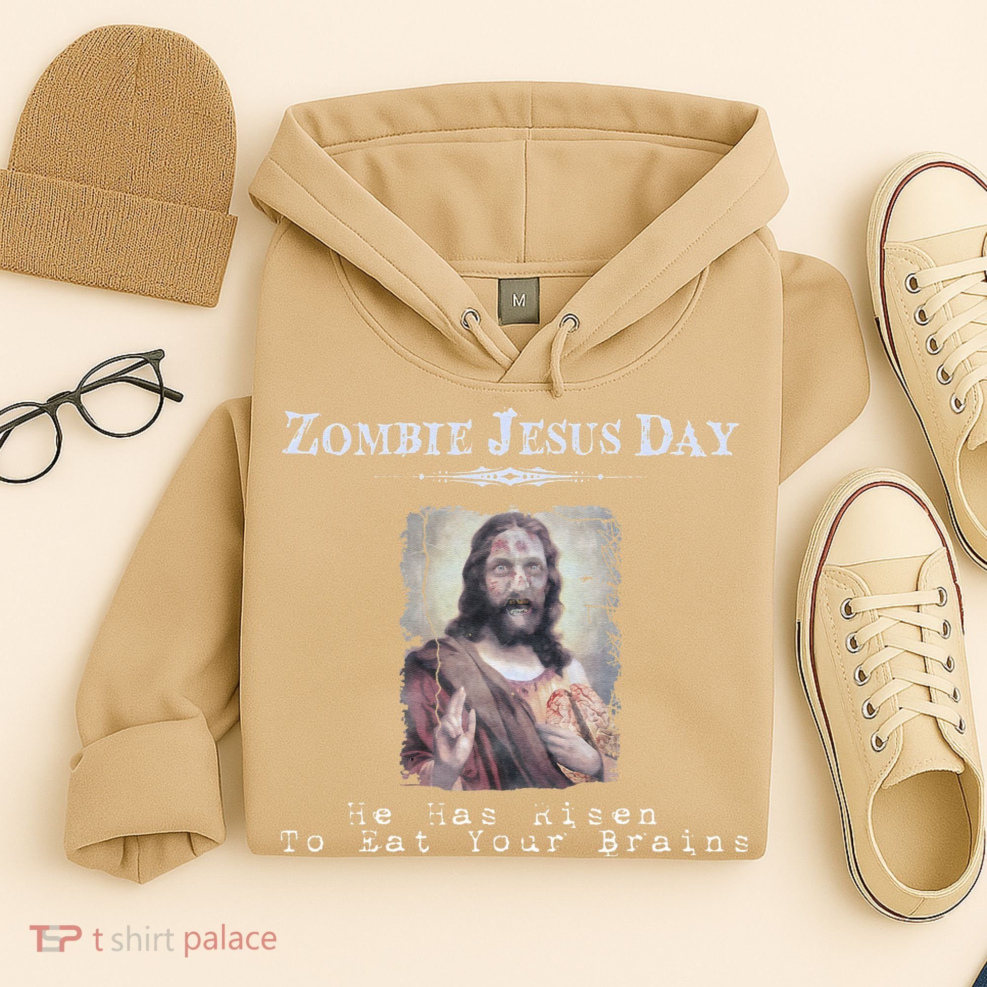 Funny Zombie Jesus Day He Has Risen Sarcastic Easter Hoodie