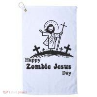 Funny Zombie Jesus Golf Towel thumb 0