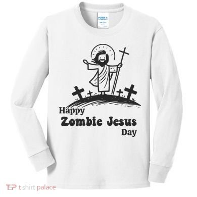 Funny Zombie Jesus Kids Long Sleeve Shirt