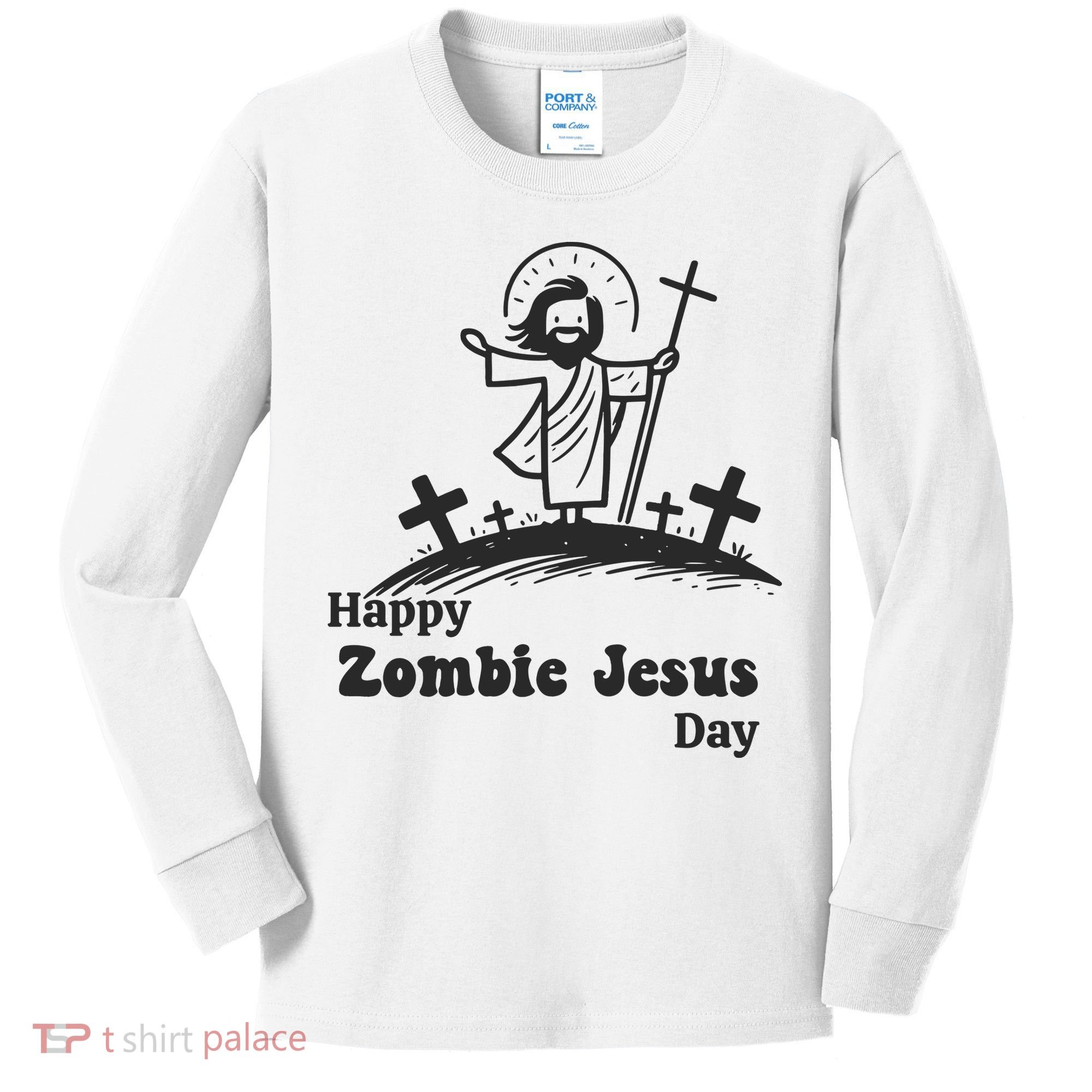 Funny Zombie Jesus Kids Long Sleeve Shirt