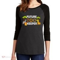 Future Zoo Keeper Safari Trip Zoo Keeper Adventure Wildlife Women's Tri-Blend 3/4-Sleeve Raglan Shirt thumb 2