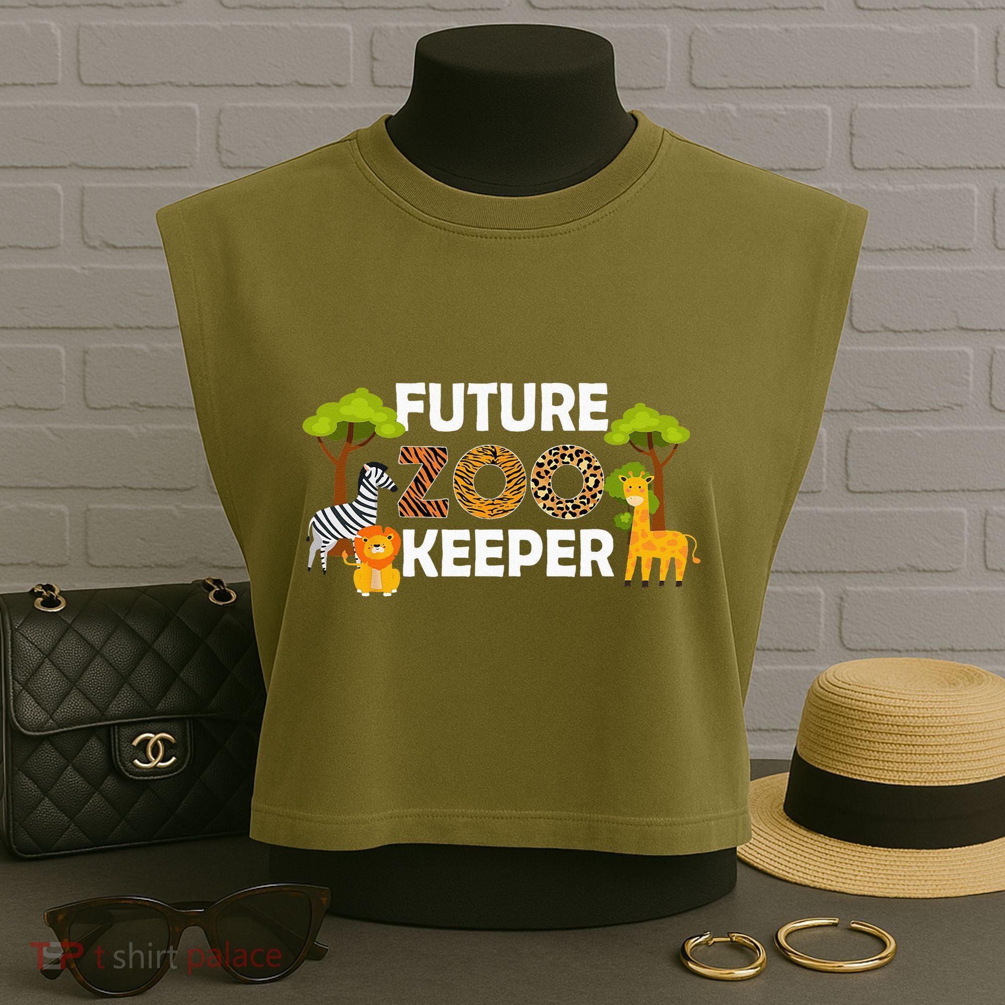 Future Zoo Keeper Safari Trip Zoo Keeper Adventure Wildlife Garment-Dyed Women's Muscle Tee
