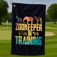Funny Zookeepping Zookeeper Job Keeping Gift Zoo Keeper In Training Golf Towel thumb 1