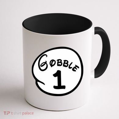 Gobble 1 2 3 Funny Thanksgiving Matching Coffee Mug back
