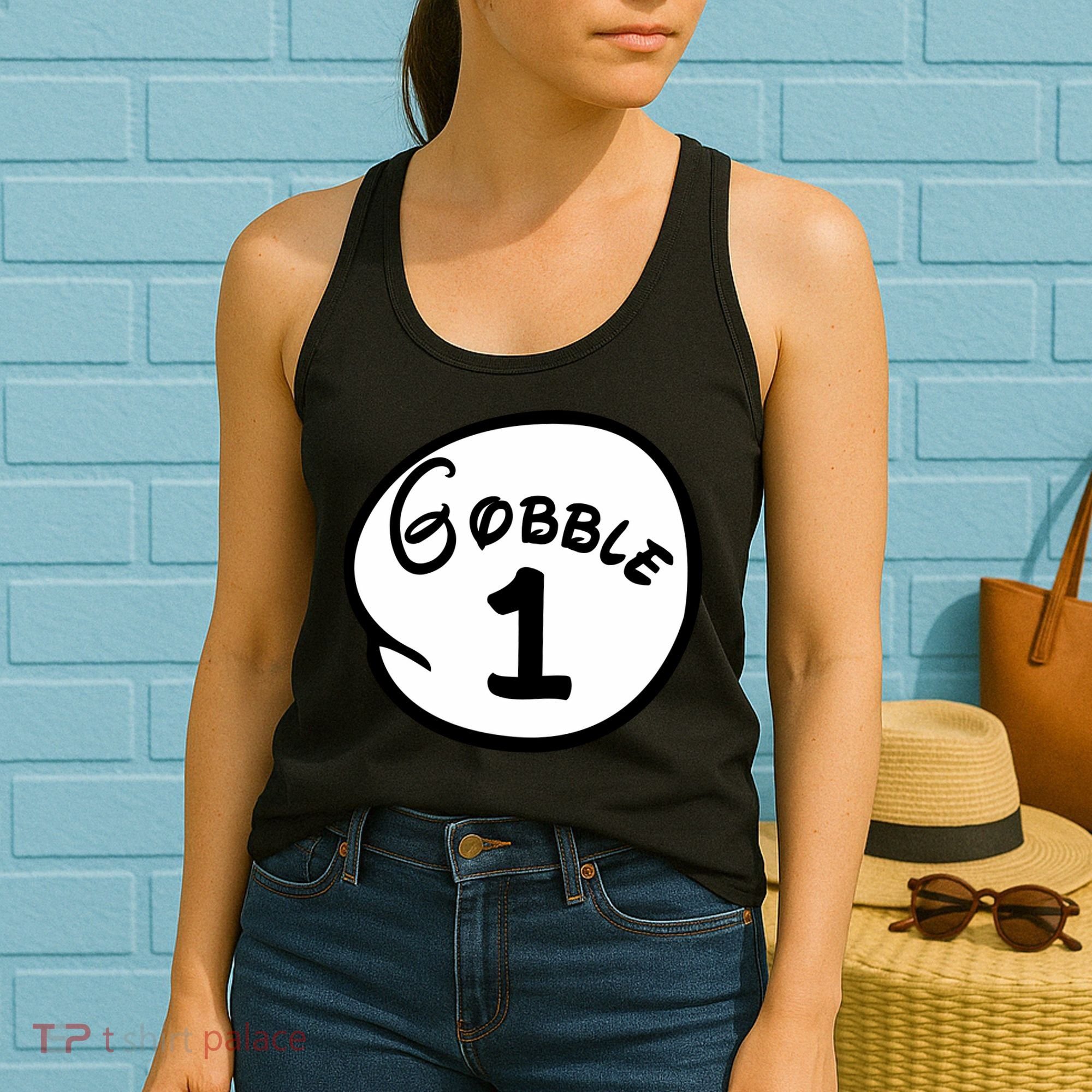 Gobble 1 2 3 Funny Thanksgiving Matching Women's Tank Top