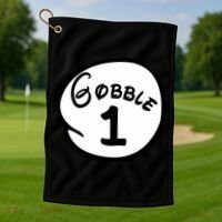 Gobble 1 2 3 Funny Thanksgiving Matching Golf Towel thumb 1
