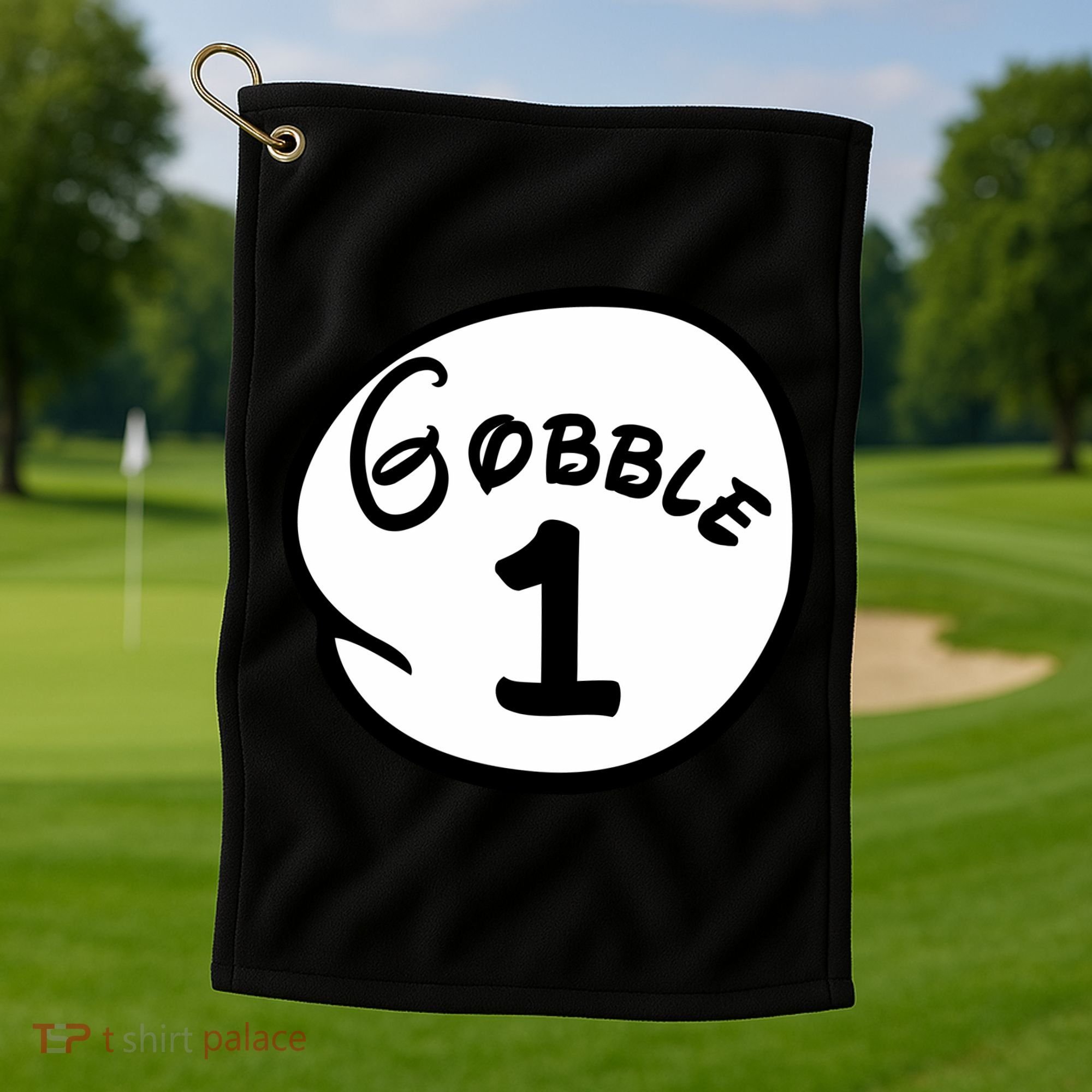 Gobble 1 2 3 Funny Thanksgiving Matching Golf Towel