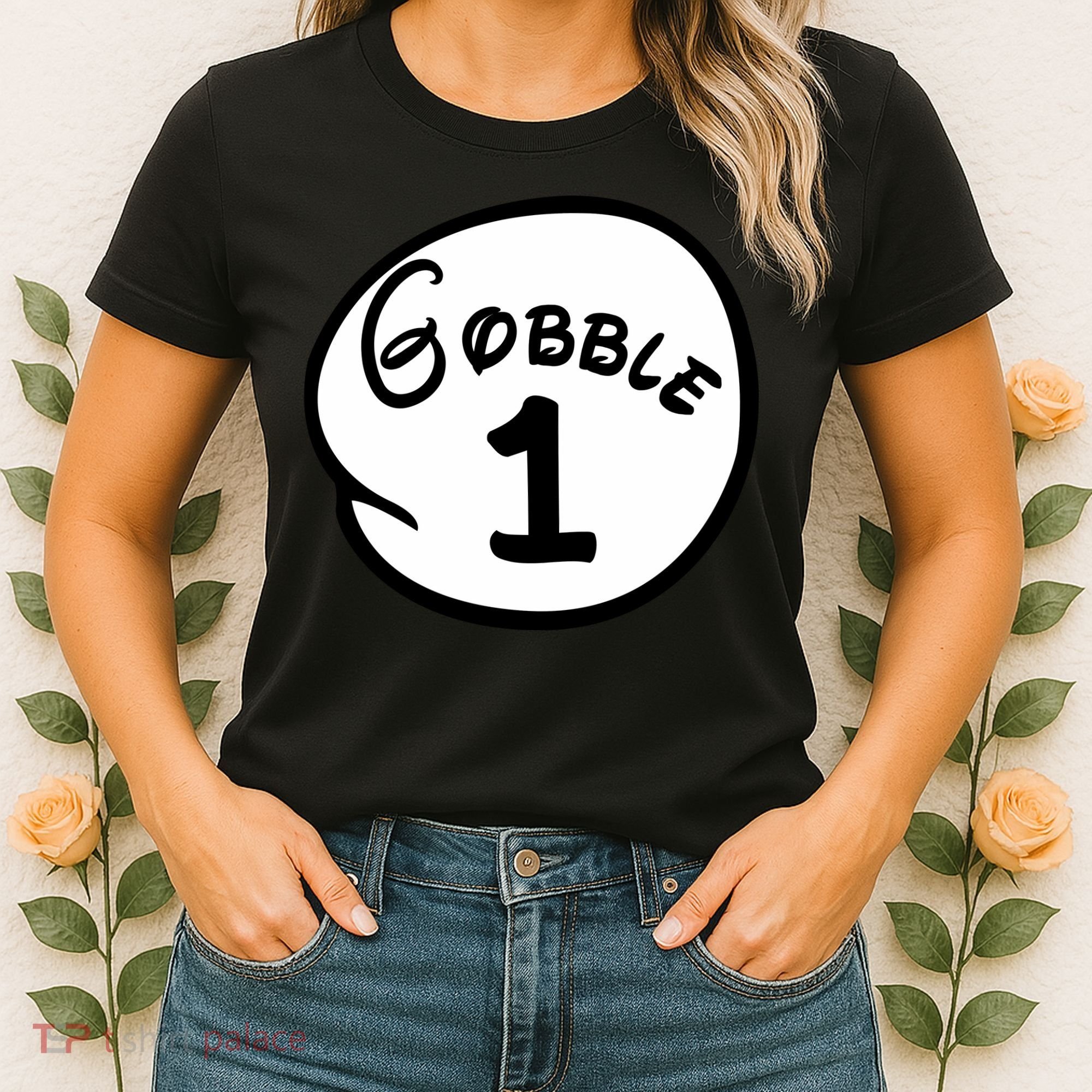 Gobble 1 2 3 Funny Thanksgiving Matching Women's T-Shirt