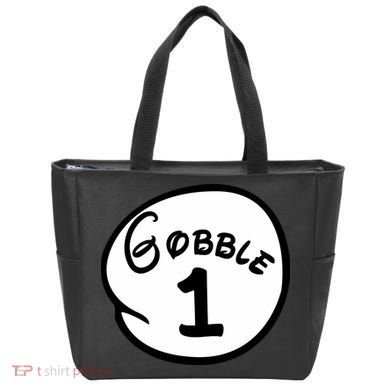 Gobble 1 2 3 Funny Thanksgiving Matching Tote Bag