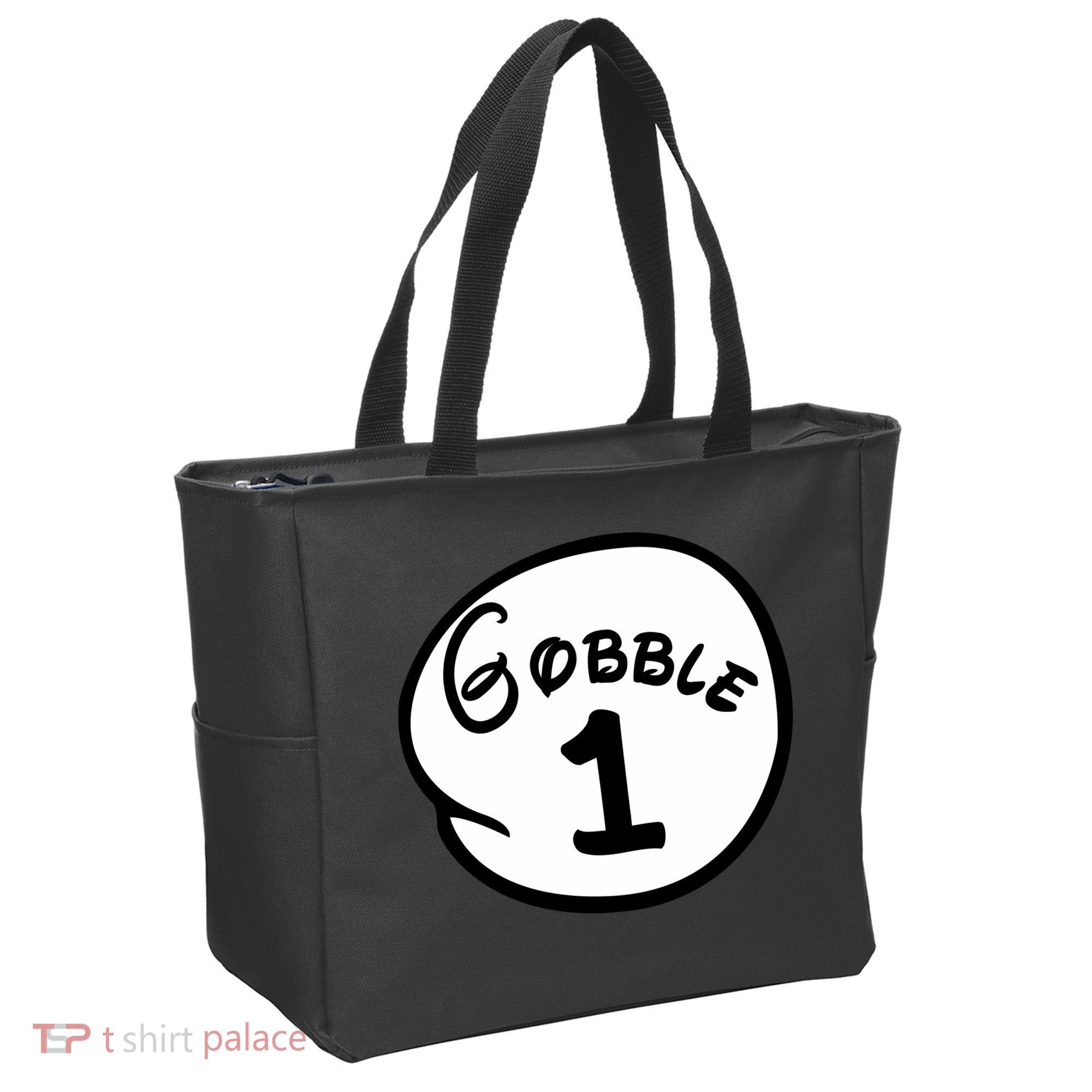 Gobble 1 2 3 Funny Thanksgiving Matching Tote Bag