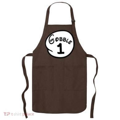 Gobble 1 2 3 Funny Thanksgiving Matching Apron