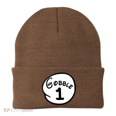 Gobble 1 2 3 Funny Thanksgiving Matching Beanie