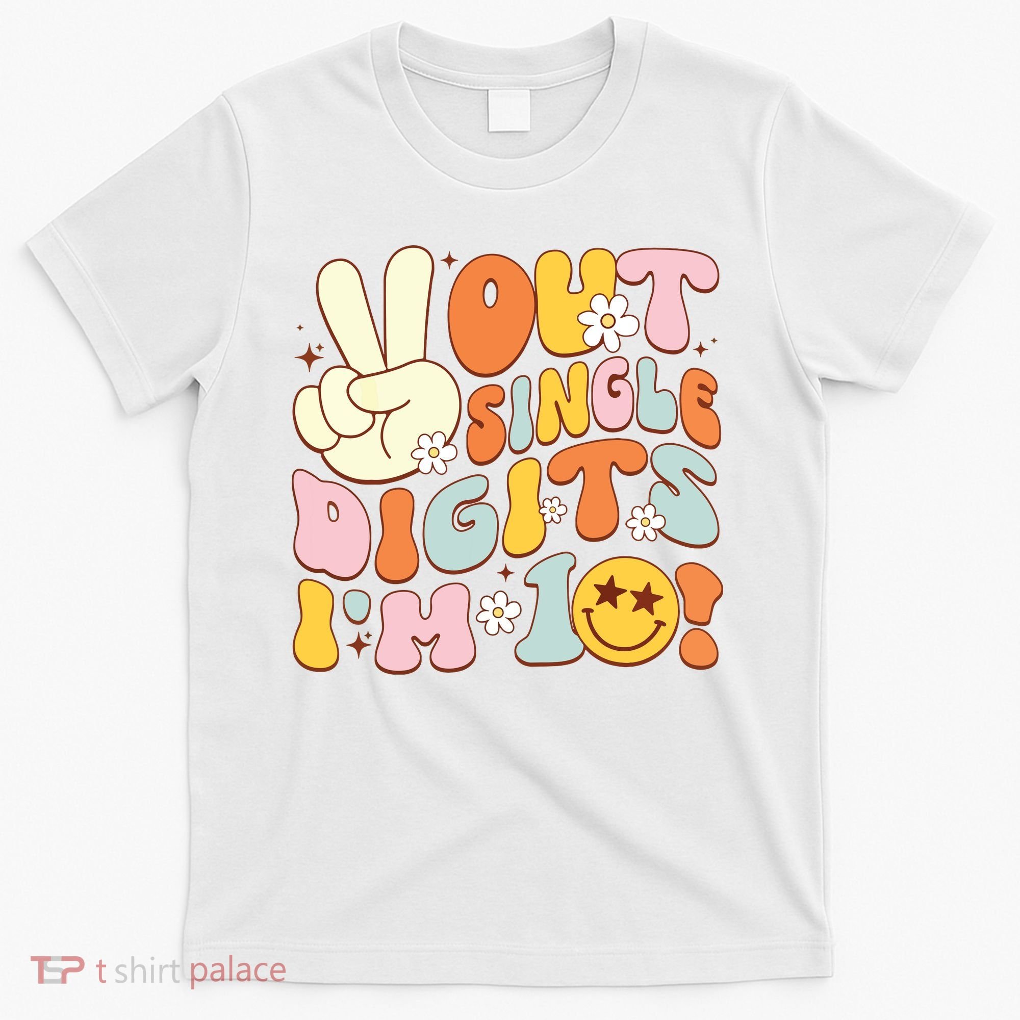 Groovy 10th Birthday Girl Peace Out Single Digits IM 10 T-Shirt