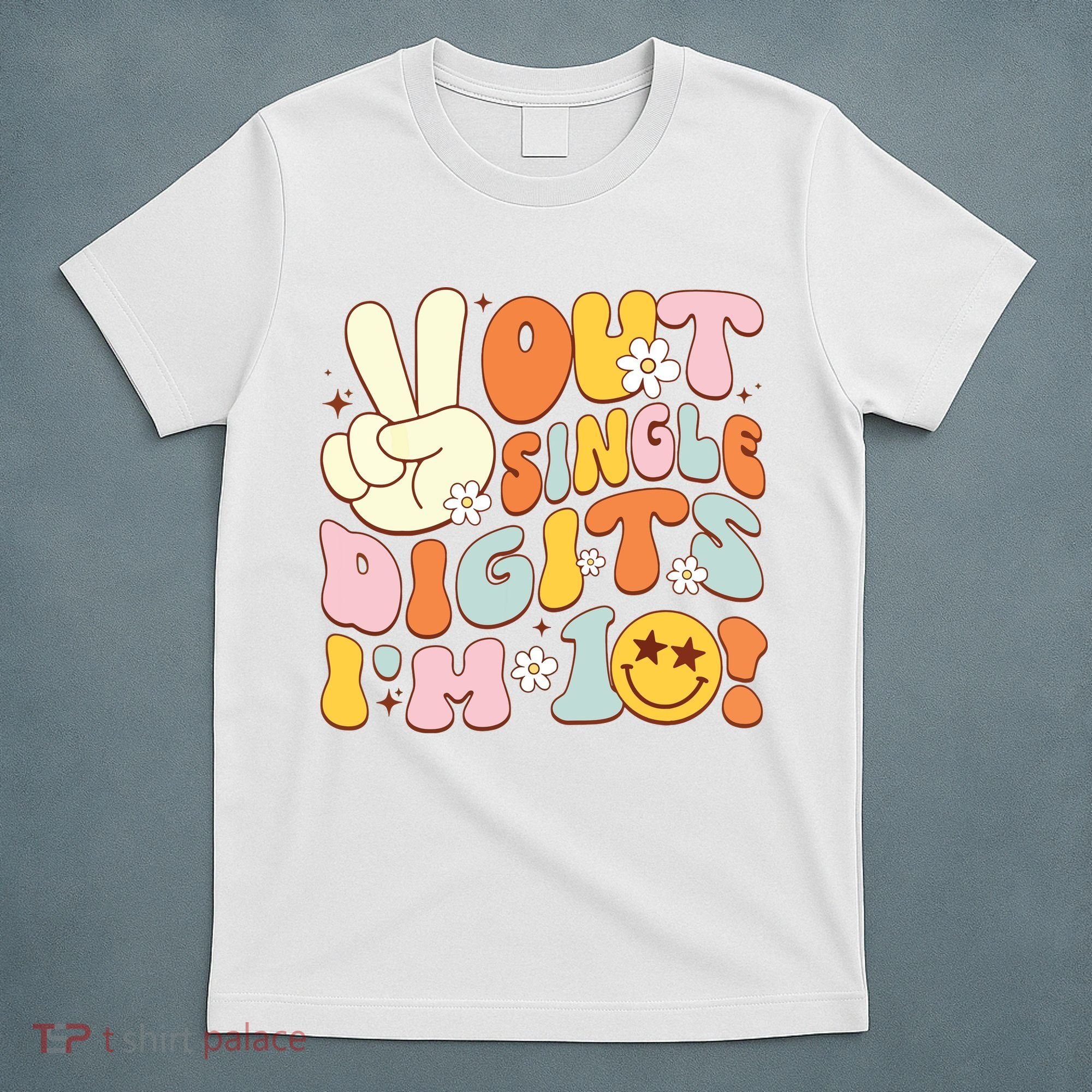 Groovy 10th Birthday Girl Peace Out Single Digits IM 10 T-Shirt