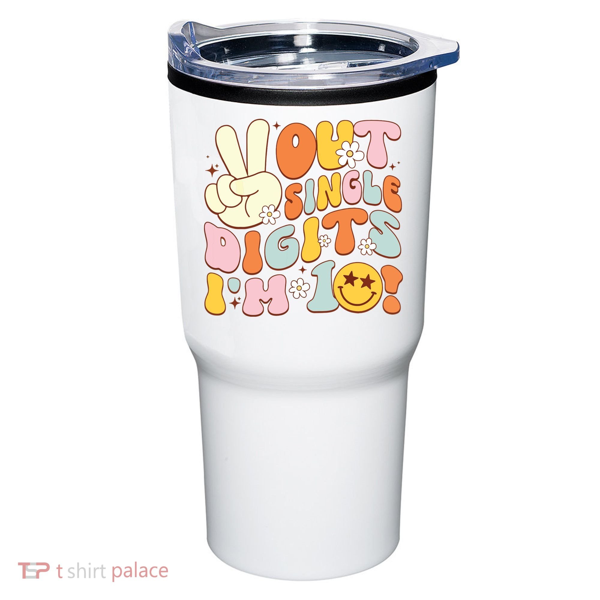Groovy 10th Birthday Girl Peace Out Single Digits IM 10 Tumbler
