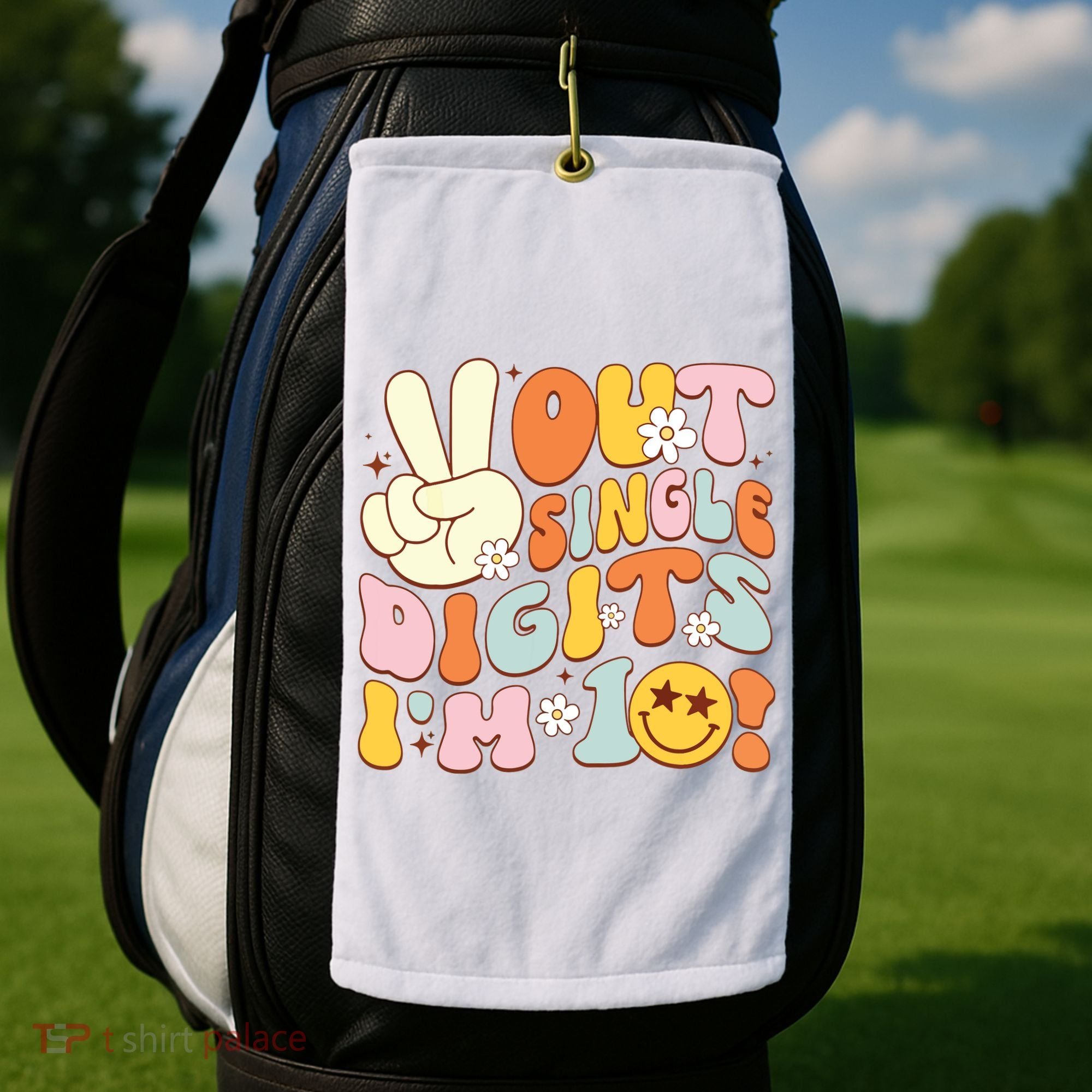 Groovy 10th Birthday Girl Peace Out Single Digits IM 10 Golf Towel