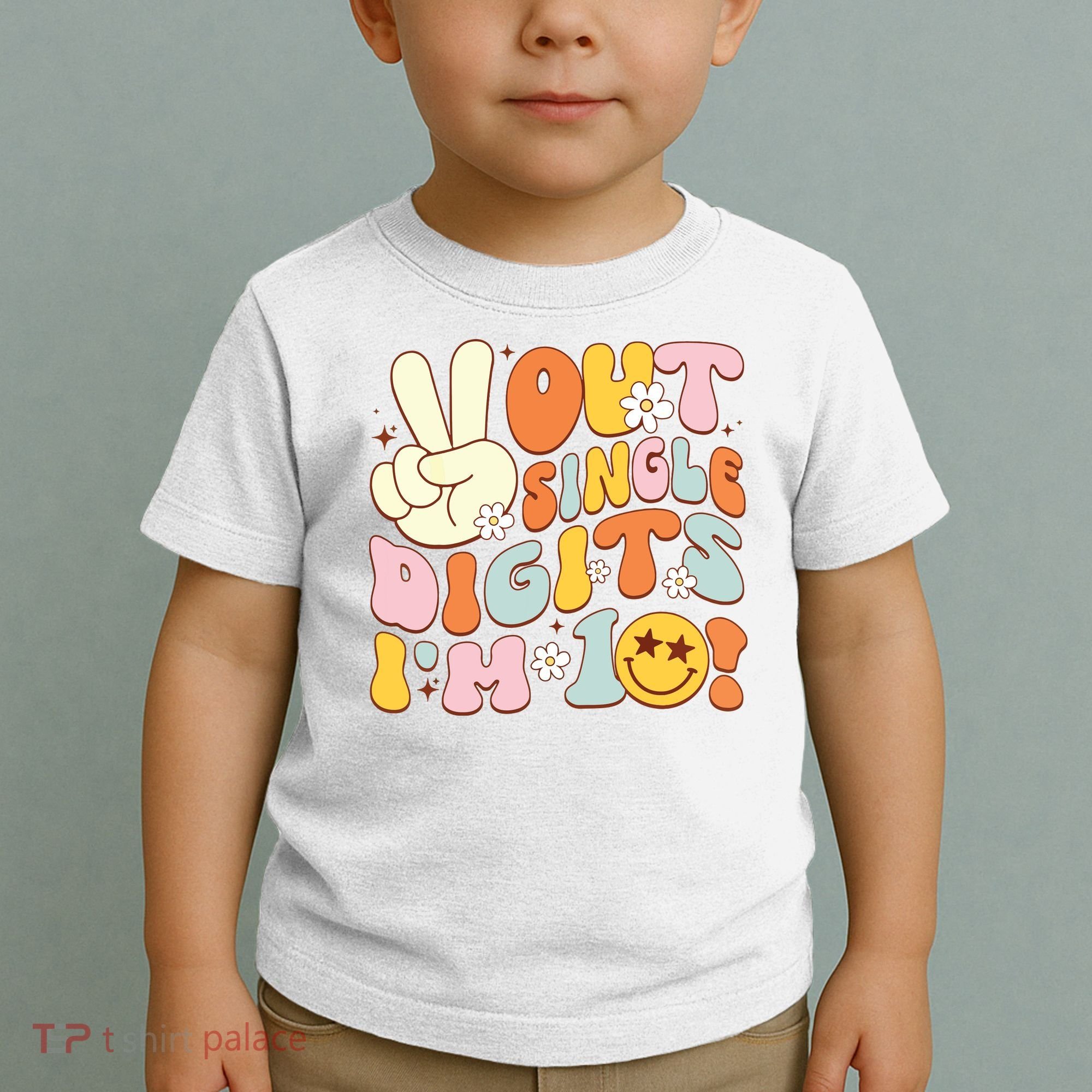 Groovy 10th Birthday Girl Peace Out Single Digits IM 10 Toddler T-Shirt