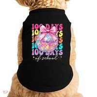 Groovy 100 Days Of School Disco Coquette Bow Teacher Doggie Tank thumb 0