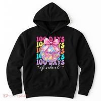 Groovy 100 Days Of School Disco Coquette Bow Teacher Hoodie thumb 0