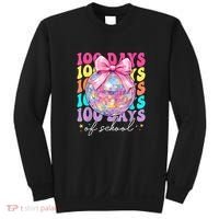 Groovy 100 Days Of School Disco Coquette Bow Teacher Sweatshirt thumb 0