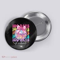 Groovy 100 Days Of School Disco Coquette Bow Teacher Button thumb 0